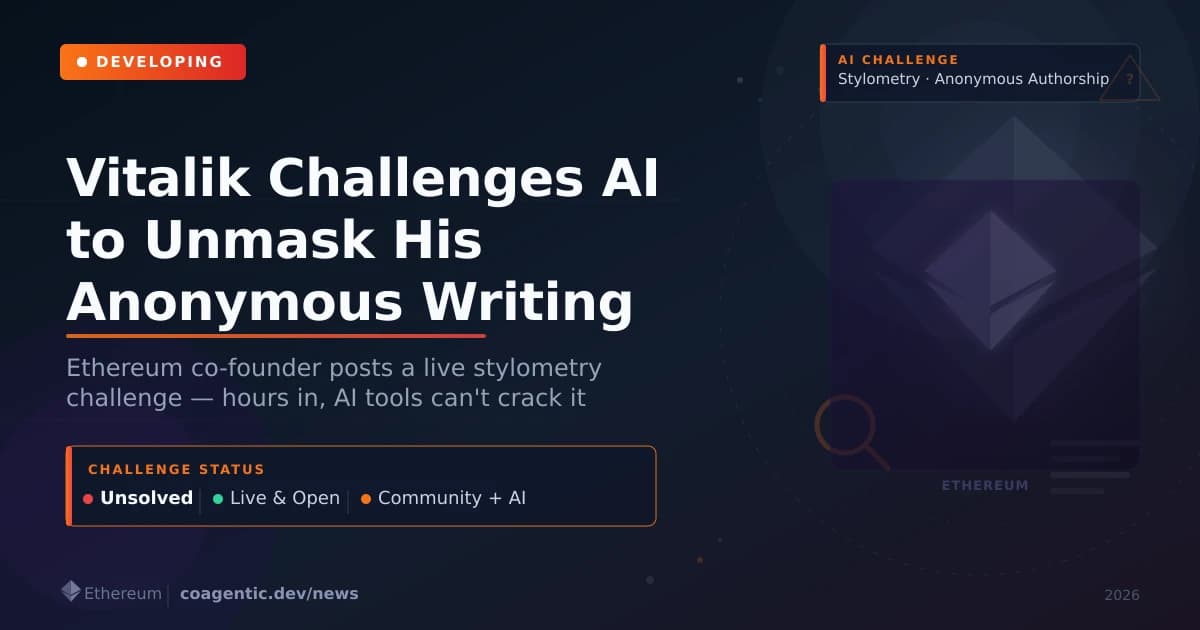 Vitalik Buterin Challenges AI to Unmask His Anonymous Ethereum Writing — And So Far It Can't